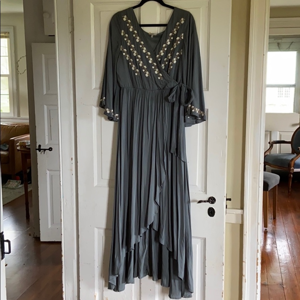 High low Wrap dress with floral details